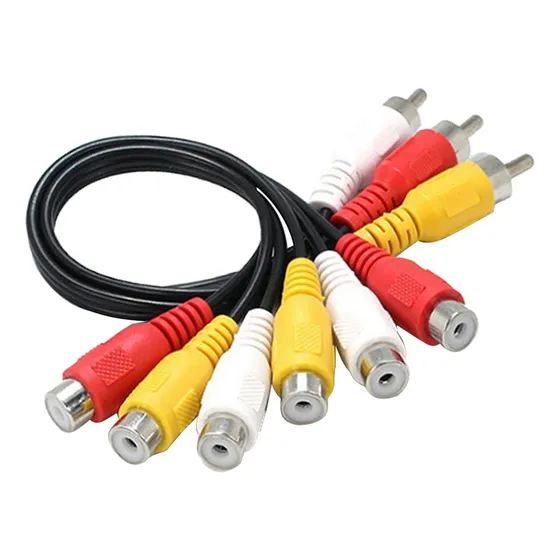 1 Av Jack Para 3 Rca 6 Fêmea Divisor Plug Adaptador De Cabo