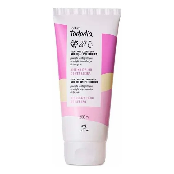 Crema Desodorante Corporal Nutritiva Tododia Natura - 200ml Tipo de Envase Tubo Fragancia Ciruela y Flor de Cerezo