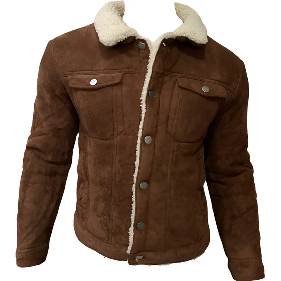 Chamarra Tipo Marlboro Gamuza Forro Borrega Vaquera Slim Fit