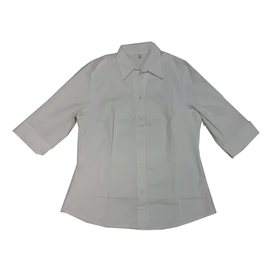 Blusa Oxford Femenina Blanca De Manga 3/4