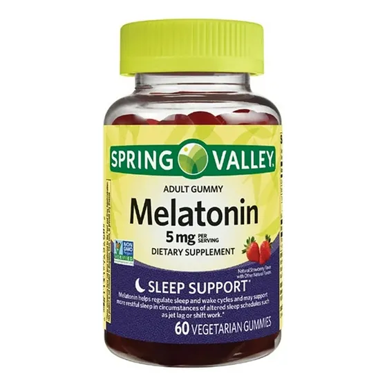 Spring Valley Melatonin Gomitas De Melatonina Para Adultos De 5 Mg Apoyo Para Dormir Y Descanzo Profundo 60 Gomitas Vegetarianas Sabor Fresa