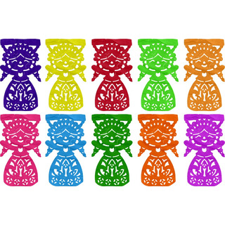 Papel Picado Muñeca Maria Mazahua Lele - Paq 10 Tiras 3 Mts Papel Picado Muñeca Maria Mazahua Lele - Paq 10 Tiras 3 Mts