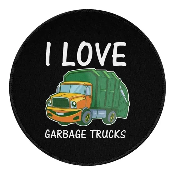 I Love Garbage Trucks Mouse Pads Round Non Slip Rubber 1
