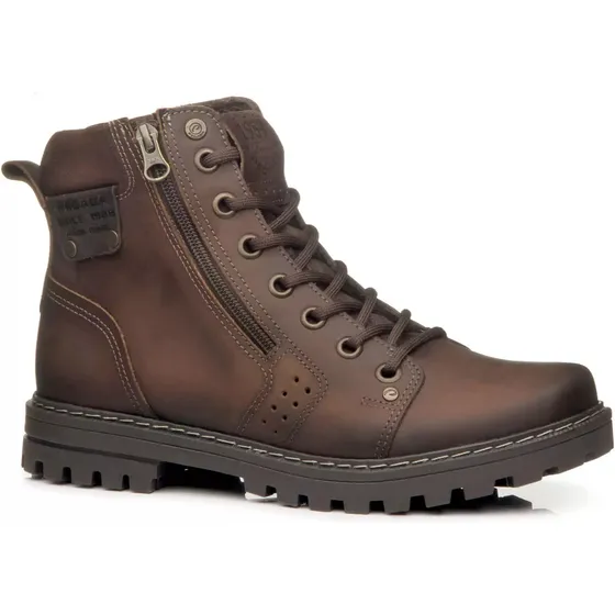 Bota Pegada Masculina En Cuero Juvenil Invierno Calidad 