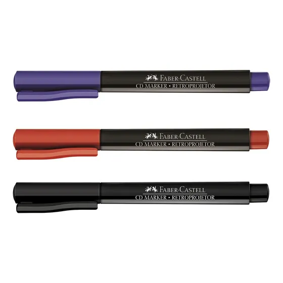 Kit 3 Canetas Retroprojetor Cd Dvd Faber Castell 1.0 Mm