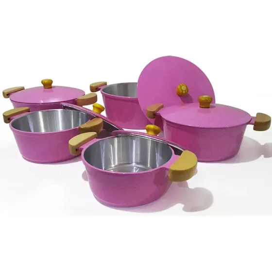 Jogo De 5 Panelas Aluminio Fundido Grosso