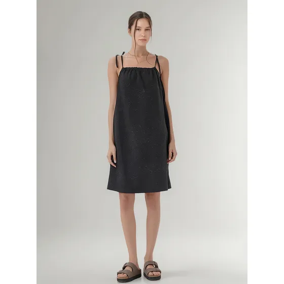 Vestido Rodas De Lino Con Detalle Plateado Guk4062 Arizona