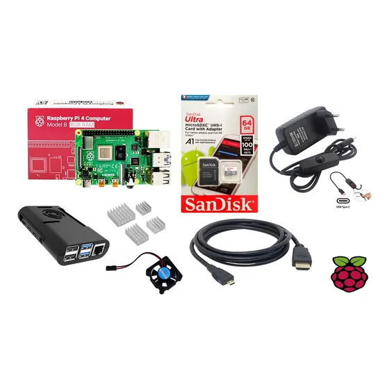Kit Completo Raspberry Pi4 Pi 4 Model B 8gb Ram, Sd 64gb