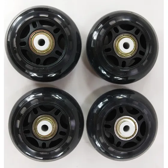 Ruedas Rollers Goma Pu 90 Mm X4 Unidades + Rulemanes Abec7 Color Negro