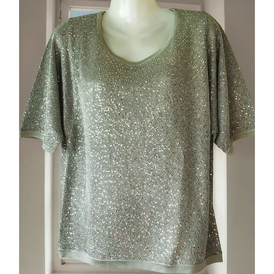 Buzo Blusa Dama,lurex De Lentejuelas Plateadas.t.l. Nuevo.