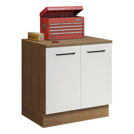 Gabinete Bajo Almacenamiento Garaje Madesa Con Encimera Color Marrón/blanco