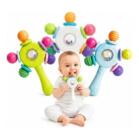 Chocalho Bebe Mordedor Macio Sensorial Estímulo Motor Seguro Branco