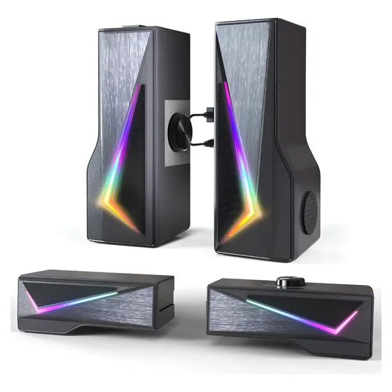 Bocinas TONE JOY N167 con RGB desmontables para PC USB y AUX color negro