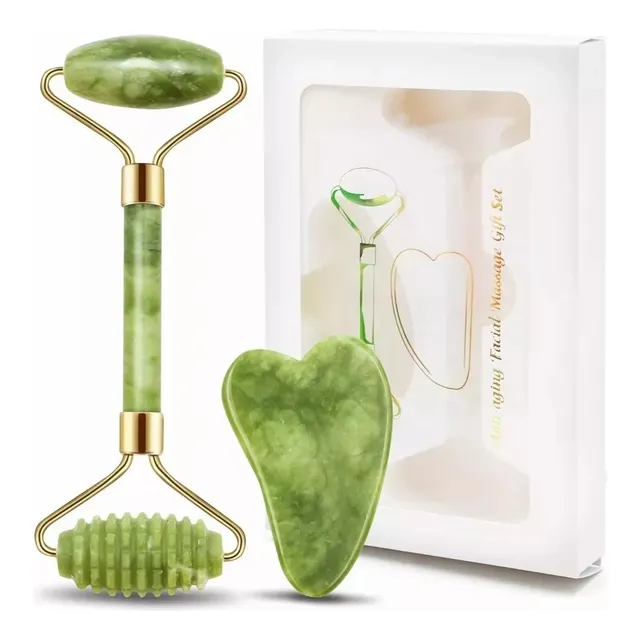 Rodillo Masaje Facial De Jade Gua Sha Rejuvenece Kit Tipo De Piel Todo Tipo De Piel
