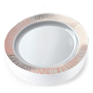 Platos Desechables Elegantes Plástico, Vajilla Fiesta 50 Pz Platos Desechables Elegantes Plástico, Vajilla Fiesta 50 Pz
