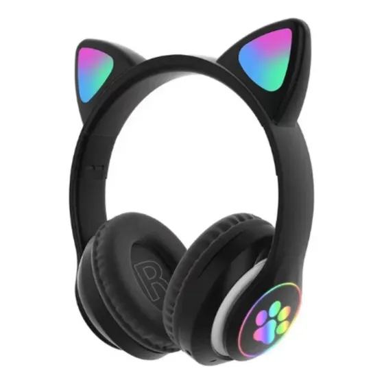 Fone Gatinho Sem Fio Led Bluetooth Infantil Orelha Gato Cat