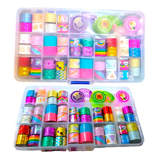 Estuche Con 51 Cintas Washi Decorativa Mini Adhesivo Estuche Con 51 Cintas Washi Decorativa Mini Adhesivo