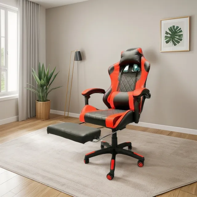 Silla De Oficina Y Gamer Grupo Sl Doral Roja Apoya Piernas