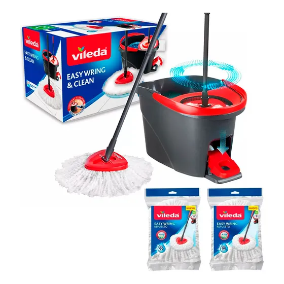 Vileda Easy Wring Balde Pedal Cabo + 2 Repuestos Mopa 6c