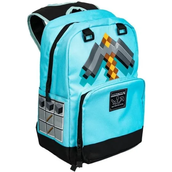 Bolso Escolar Con Diseño De Minecraft Azul