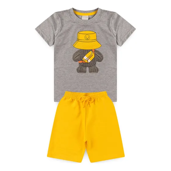 Conjunto Verão Menino Camiseta E Bermuda Urso