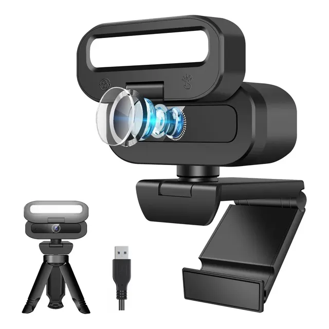 Webcam 4k 60fps Con Micrófono Y Enfoque Automático Plug And Play Usb Cámara Web Para Videollamadas Nítidas Reuniones Clases Online Y Streaming Pc Laptop