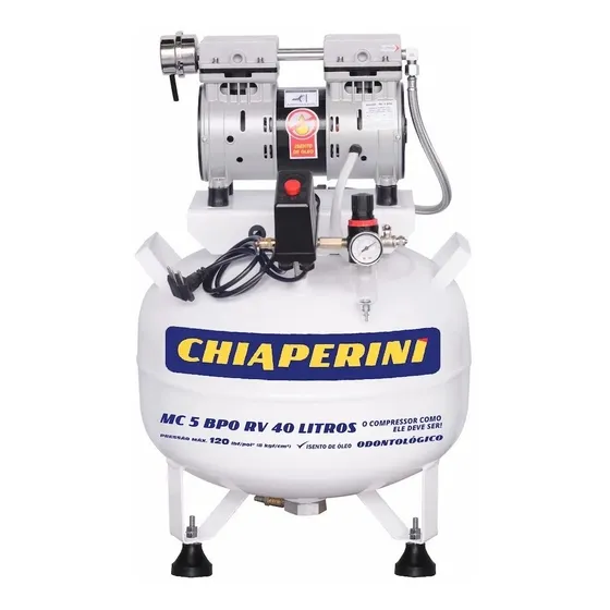 Compressor Odontológico Chiaperini 05,0/40l 01,0cv 120ibf 