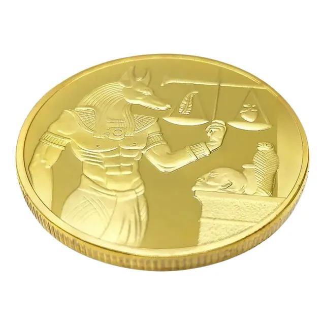 Moeda Comemorativa Banhada A Ouro Egito Anubis