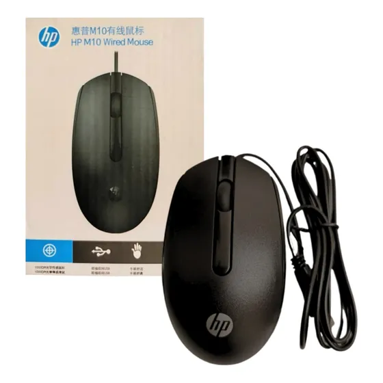 Mouse Optico Usb Hp M10 Con Cable 90cm