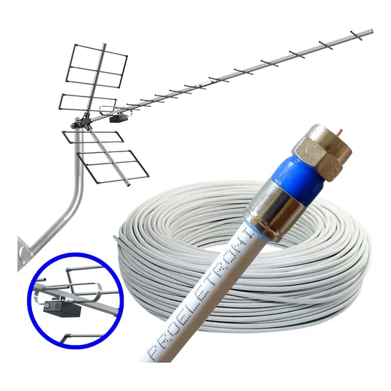 Antena Digital Externa 4k Yagi 18 Dbi 10m Cabo + Suporte