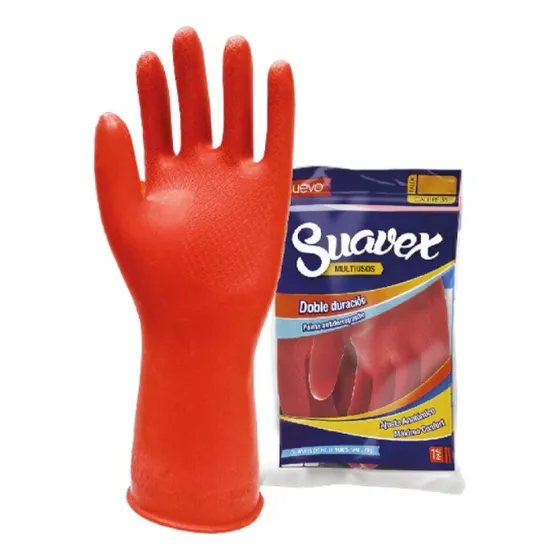 6 Guantes De Latex Rojo Grabado Suavex Numero  8 Y 9 A Elegi