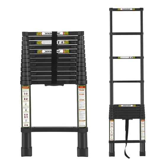 Escalera Telescópica  De Aluminio De 16.5 Pies Con Patas Ant