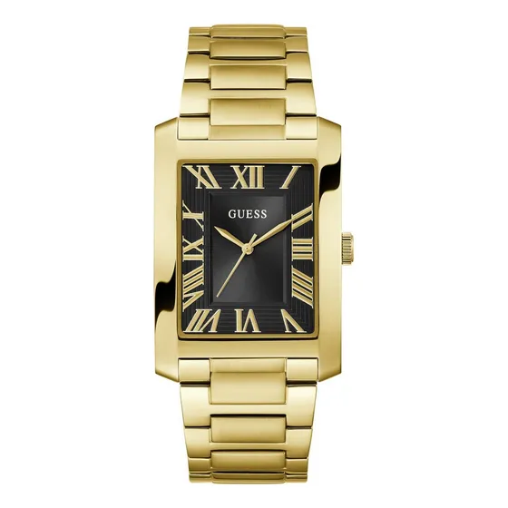 Reloj Guess Clyde Hombre Dorado Acero Inoxidable Correa Azul Bisel Azul Fondo Negro