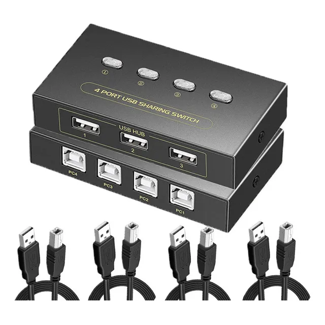 Conmutador Usb Kvm Switch Impresora 4 Entrada Y 3 Salida