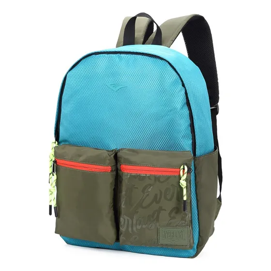 Mochila Bolsillo Frontal Everlast Nylon Organizador Interno Color Celeste Diseño De La Tela 21944