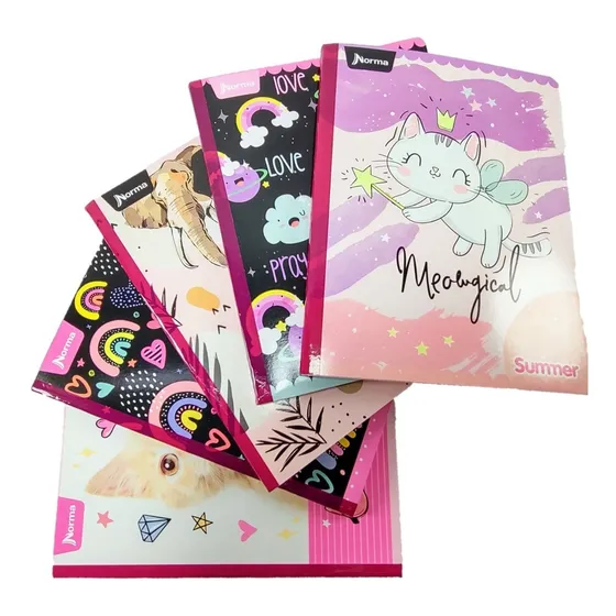 Cuaderno Cosido Norma 50 H Rayado Femenino X 5 Uds