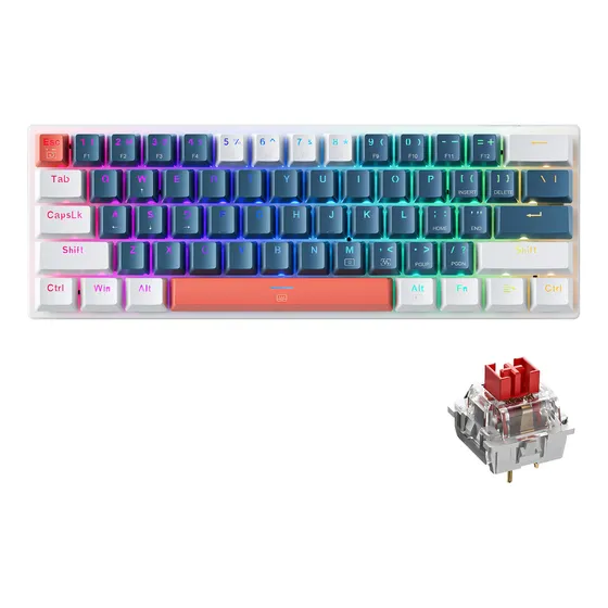 60% Teclado mecânico Gamer Machenike K500-61 Hot Swap Rgb Red Switch2