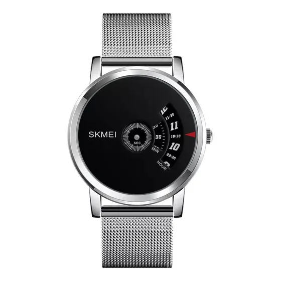 Relógio Skmei 1260 Esporte Fino Estiloso Luxo Slim Prata Fundo Preto