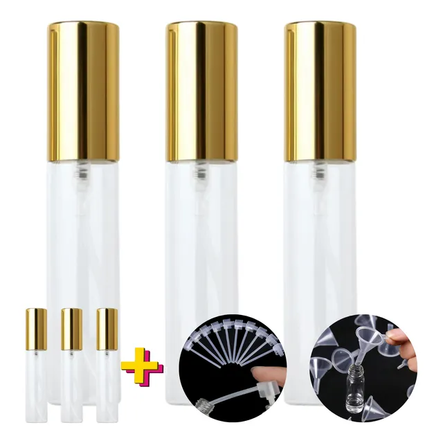 3 Frascos Porta Perfume 10ml Com Bico Decanter Mini Refil Spray Recarregavel Viagem