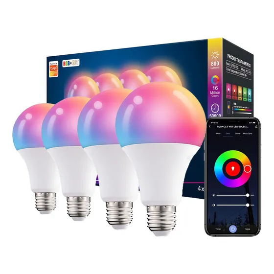 4 Focos Led Wifi Inteligentes De 10 Vatios