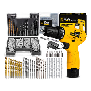 Parafusadeira Furadeira 3/8 A Bateria Tb12a The Black Tools Jogo Brocas E Buchas 300 Peças Parafusadeira Furadeira 3/8 A Bateria Tb12a The Black Tools Jogo Brocas E Buchas 300 Peças