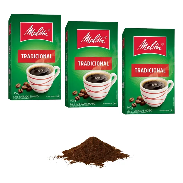 Café Em Pó Tradicional Melitta 500g Kit 3