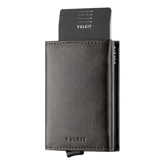 Cartera Para Hombre Vulkit, Diseño Liso, Color Oliva Oscuro