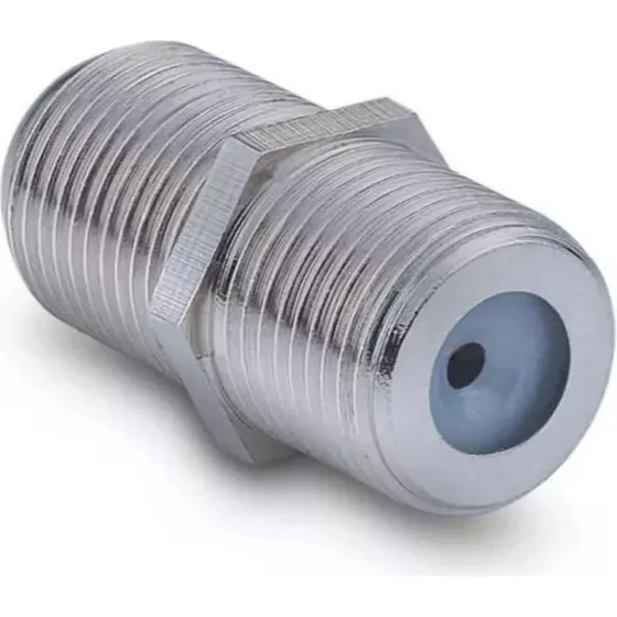 100pcs Emenda F Femea Femea Coaxial Rg59 Rg6 Cabo Conector Cor Prateado