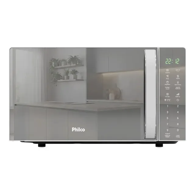 Micro-ondas Philco 20L 1100W Limpa Fácil Tira Odor PMO24E.