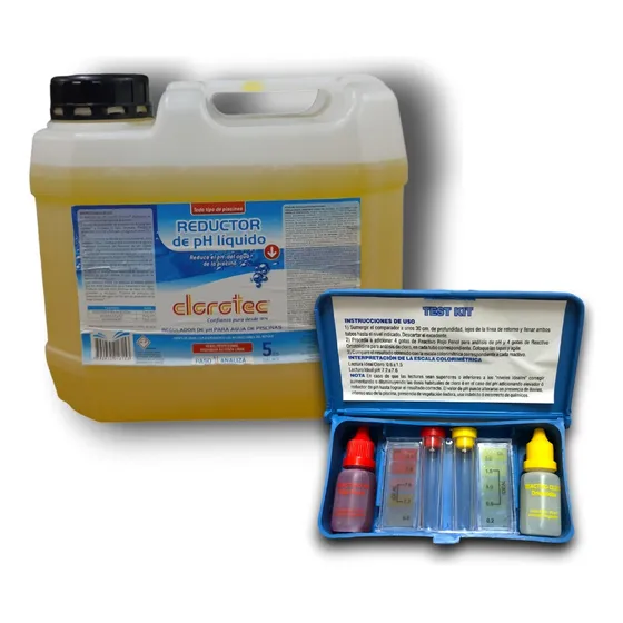 Kit Medidor De Ph Y Cloro Laboratorio + Reductor De Ph 5 Lts