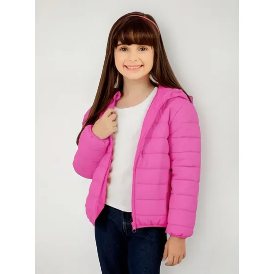 Jaqueta Bobojaco Puffer Infantil Menina Inverno Frio Rosa