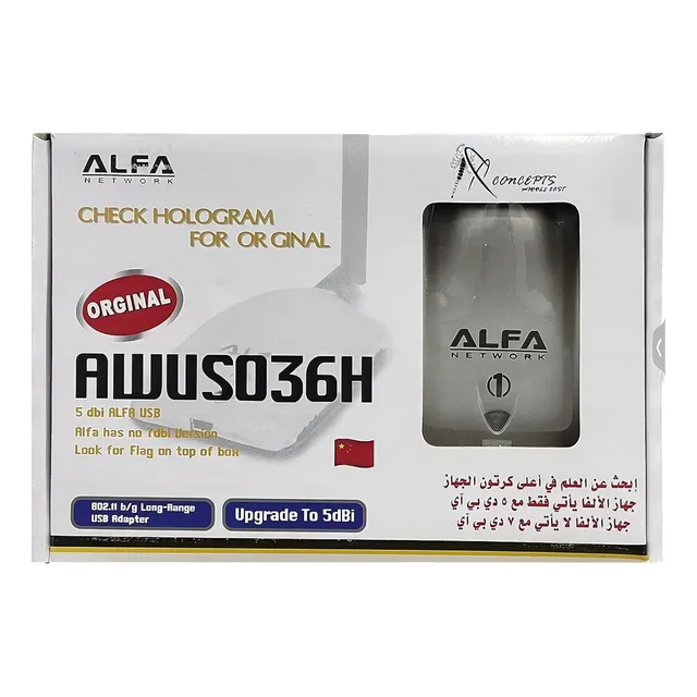 Adaptador Usb Wifi Alfa Awus036h 5dbi Chipset 3070
