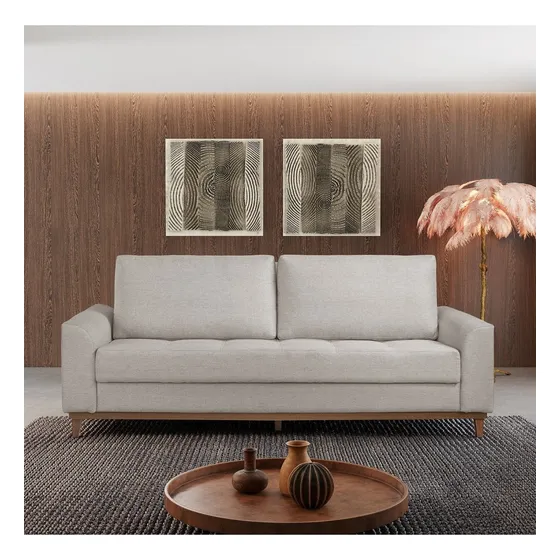 Sofá Cama Retrátil 3 Lugares 224cm Linho