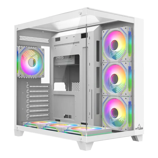 Chasis Gabinete Gamer Crystal Cube Xl Blanco X7 Fan Argb